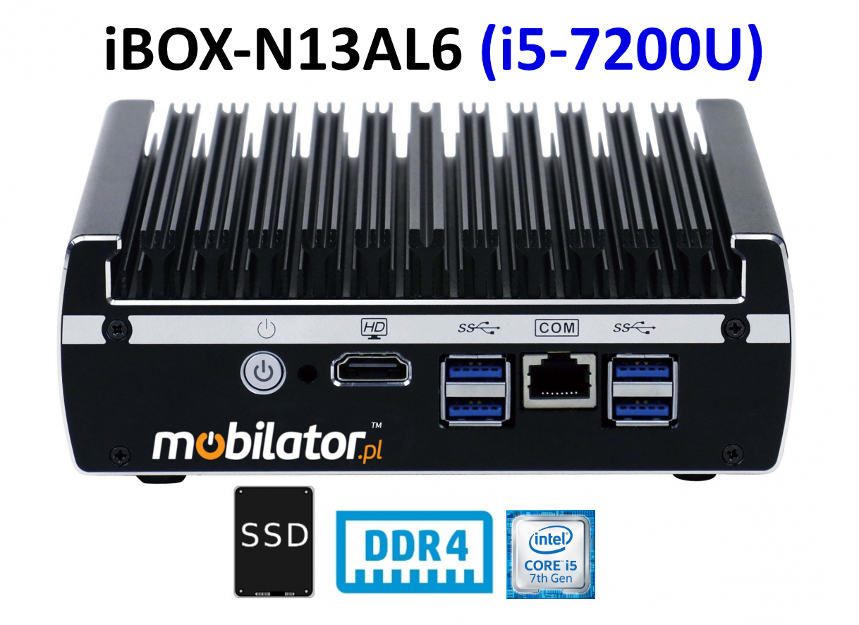 iBOX-N13AL6 (i5-7200U) - Reinforced computer with HDMI port and six LAN cards